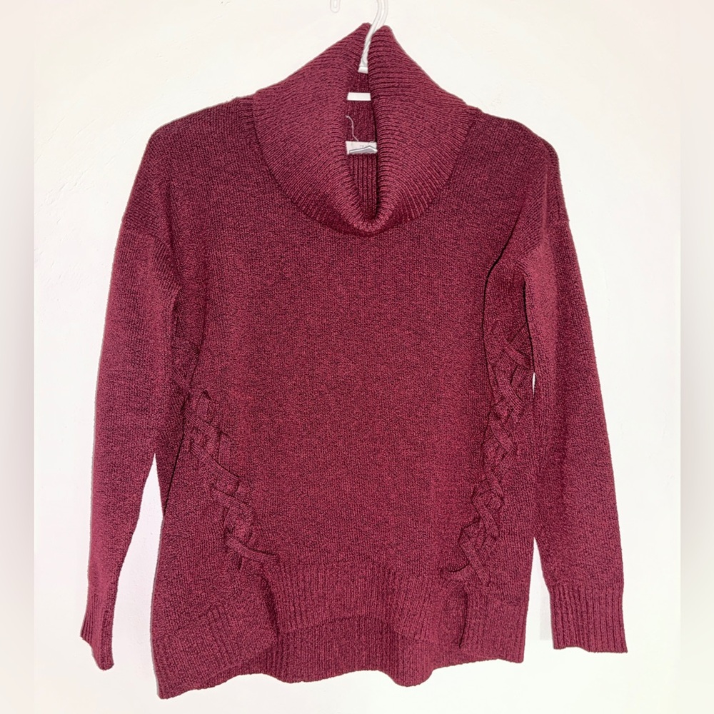 Medium Burgundy Sweater with Cowl Neck
